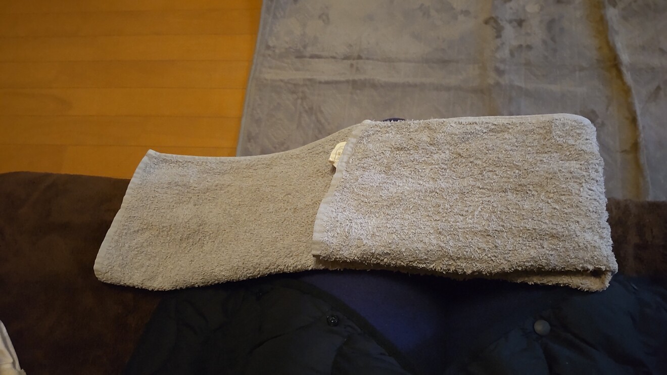 タオルを2回折ったところ